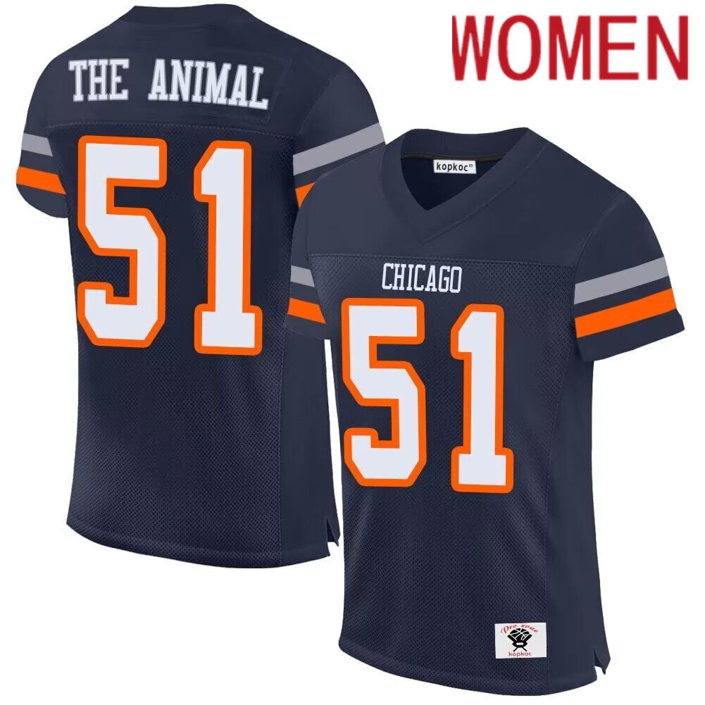 Women Chicago Bears #51 The Animal blue2024 Nike Limited NFL throwback Jersey 